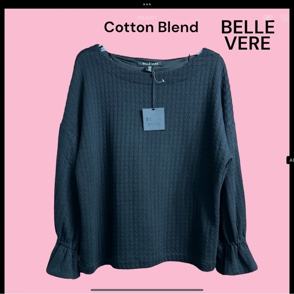 Belle Vere (NWT) black Long Sleeve Knit Top Size Medium - Picture 1 of 10